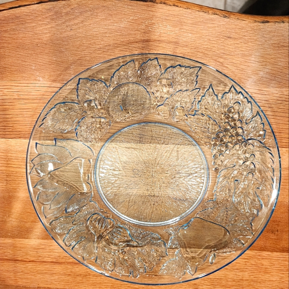 VINTAGE KIG BLUE GLASS 10 inch SERVING PLATE
